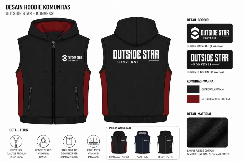 Desain Rompi Hoodie Komunitas