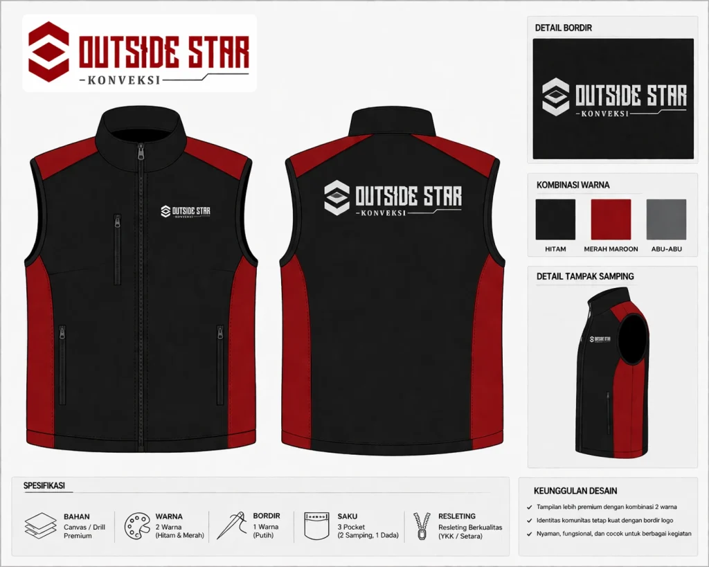 desain rompi 2 warna