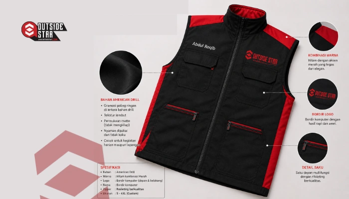 rompi american drill custom bordir