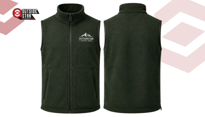 desain rompi komunitas hiking Fleece Hijau Tua