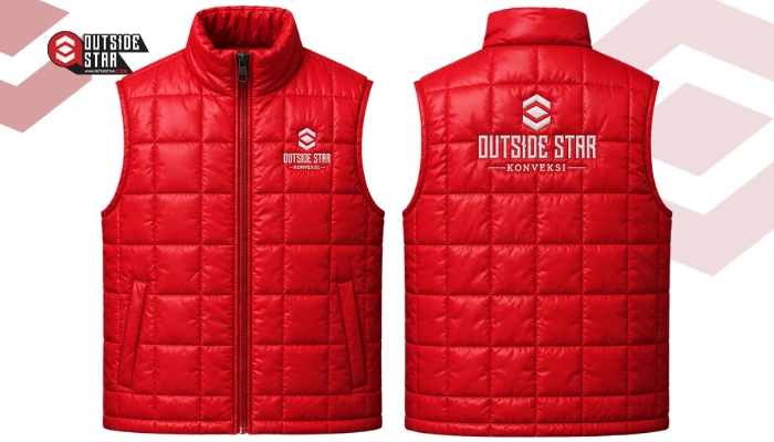desain rompi puff Merah Terang