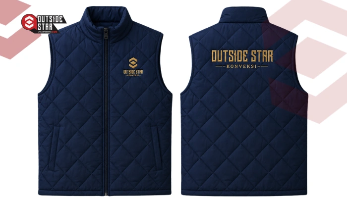 desain rompi puff Navy + Quilting Belah Ketupat