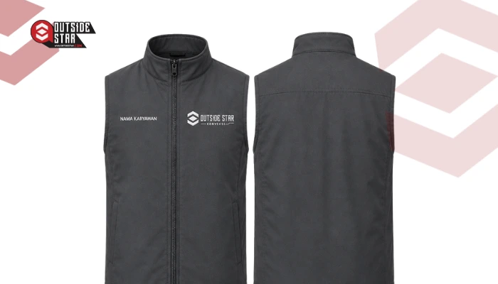Abu Charcoal Bordir Putih vest kantor