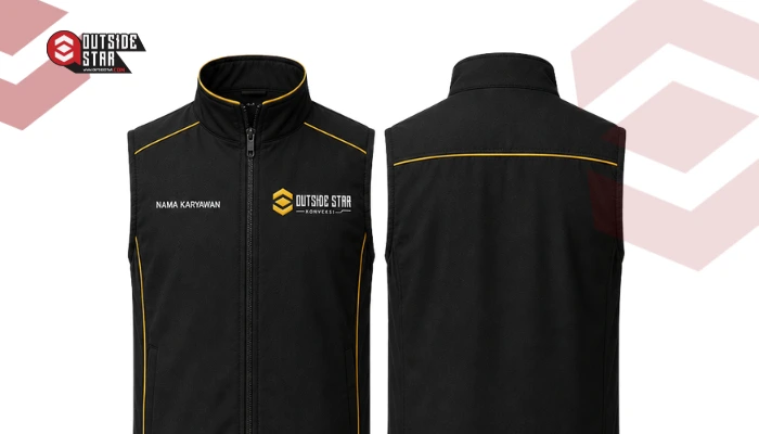 Hitam dengan Aksen Brand Color vest kantor