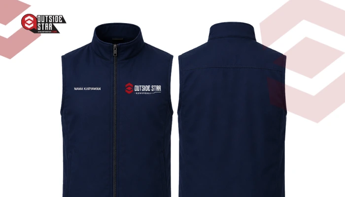 Navy Klasik dengan Logo Dada vest kantor